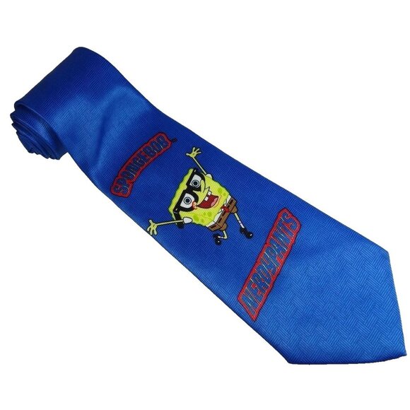 Sponge Bob Tie Spongebob Nerdypants Funny Nerd Necktie - Picture 1 of 2